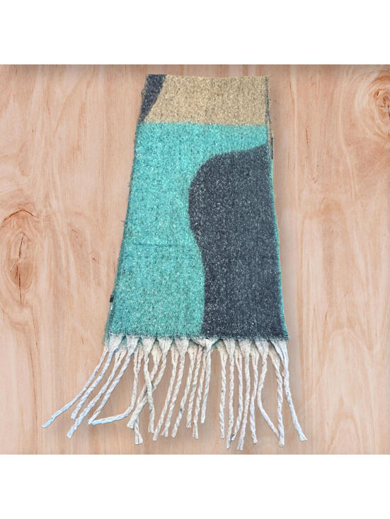 Carpe Diem Accessories - Carpe Diem Abstract Colorblock Fringe Scarf